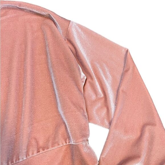 NASTY GAL Velvet High Neck Cropped Shirt Pink Size 6 - Picture 3 of 5